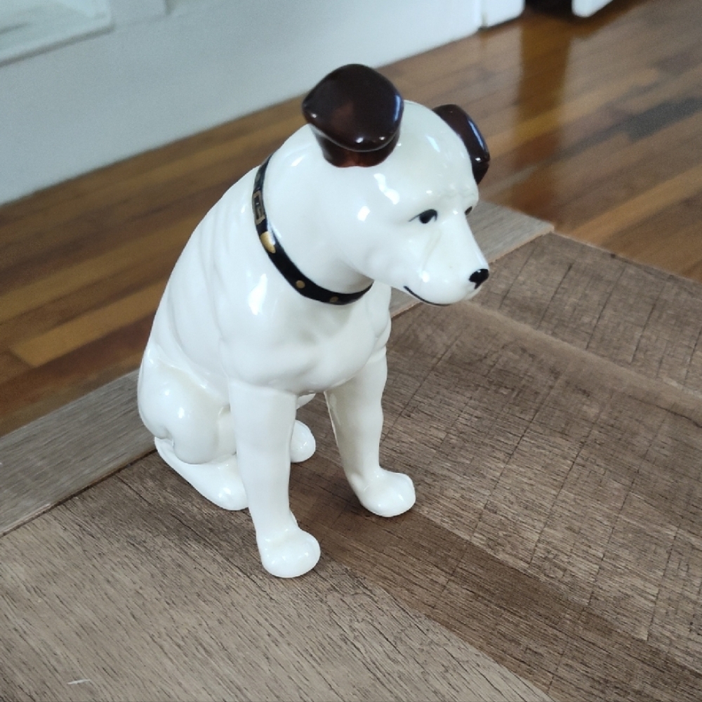 Ceramic Dog Figurine - White and Brown